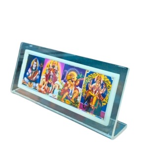 Acrylic Table Photo Stand with Mahadev, Dakhineswar maa kaali, Hanuman ji, Vishwakarma Hindu God Images | Transparent Desk Photo Frame for Home Temple, Office & Car Dashboard | Decorative Religious Tabletop Display Stand