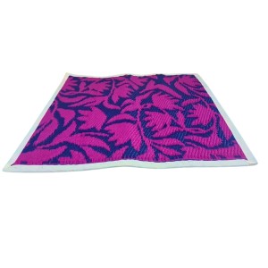 Decorative Aasan Mat for Pooja and Meditation | Traditional Floral Design Floor Mat | Reversible Puja Aasan for Temple, Home & Yoga (Pink & Blue)