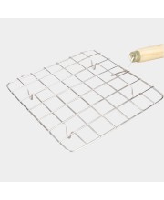 Stainless Steel Wire Roaster with Wooden Handle, for Square Roaster - 17.6 cm X 17.6 cm, for Round Roaster- 18 cm Diameter (Pack of 1) Stainless Steel Wire Roaster with Wooden Handle, for Square Roaster - 17.6 cm X 17.6 cm, for Round Roaster- 18 cm Diameter (Pack of 1)