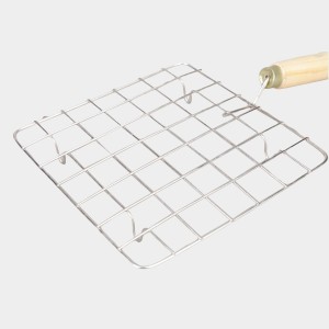 Stainless Steel Wire Roaster with Wooden Handle, for Square Roaster - 17.6 cm X 17.6 cm, for Round Roaster- 18 cm Diameter (Pack of 1)