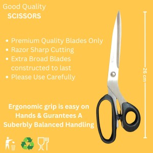 Hitech Sales Multi Purpose Scissors 11” Rajor Sharp Cutting, Better Grip, Ideal for Office, Home, School, Art & Craft (26 cm, Black - Pack of 1)