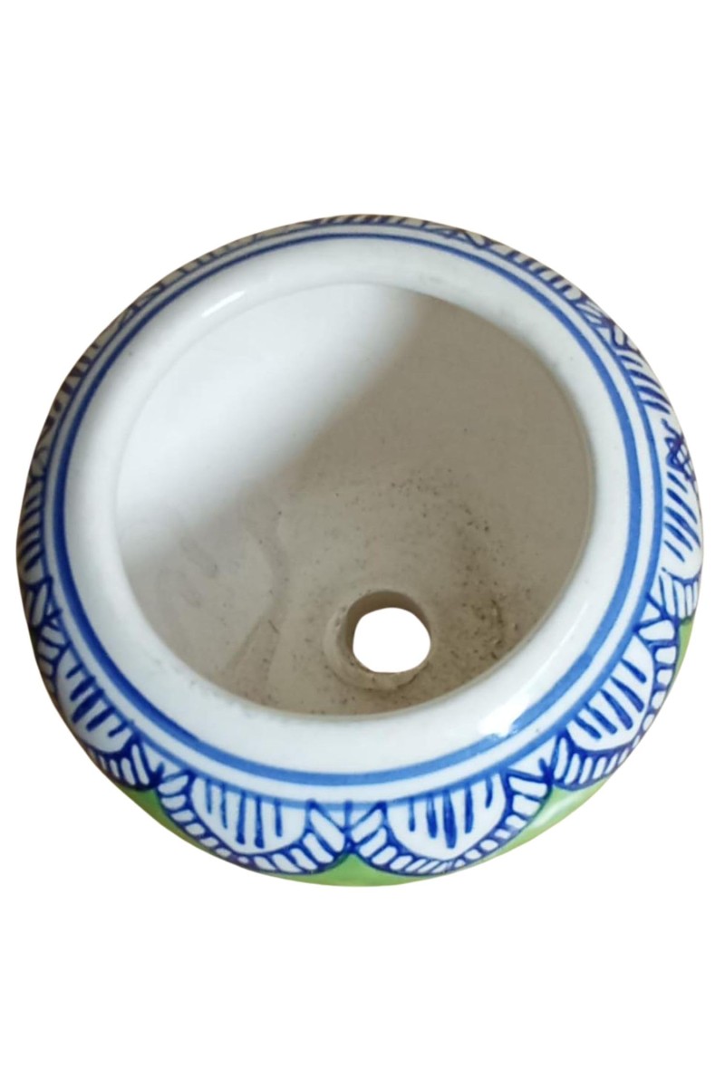 Plant Pot – Modern Ceramic Planter with Drainage Hole & Saucer – Indoor Flower Pot for Houseplants, Succulents, Herbs – Stylish Minimalist Home & Office Décor (Green, Small)