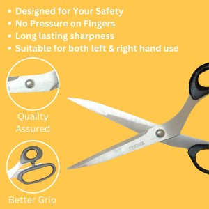 Hitech Sales Multi Purpose Scissors 11” Rajor Sharp Cutting, Better Grip, Ideal for Office, Home, School, Art & Craft (26 cm, Black - Pack of 1)