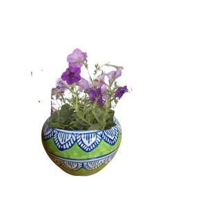 Plant Pot – Modern Ceramic Planter with Drainage Hole & Saucer – Indoor Flower Pot for Houseplants, Succulents, Herbs – Stylish Minimalist Home & Office Décor (Green, Small)