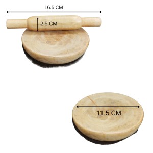 Traditional Indian Kitchen Toy| Mini Wooden Chakla Belan Toy Set – Rolling Board and Pin for Kids Pretend Play | 11.5 cm Board & 16.5 cm Rolling Pin