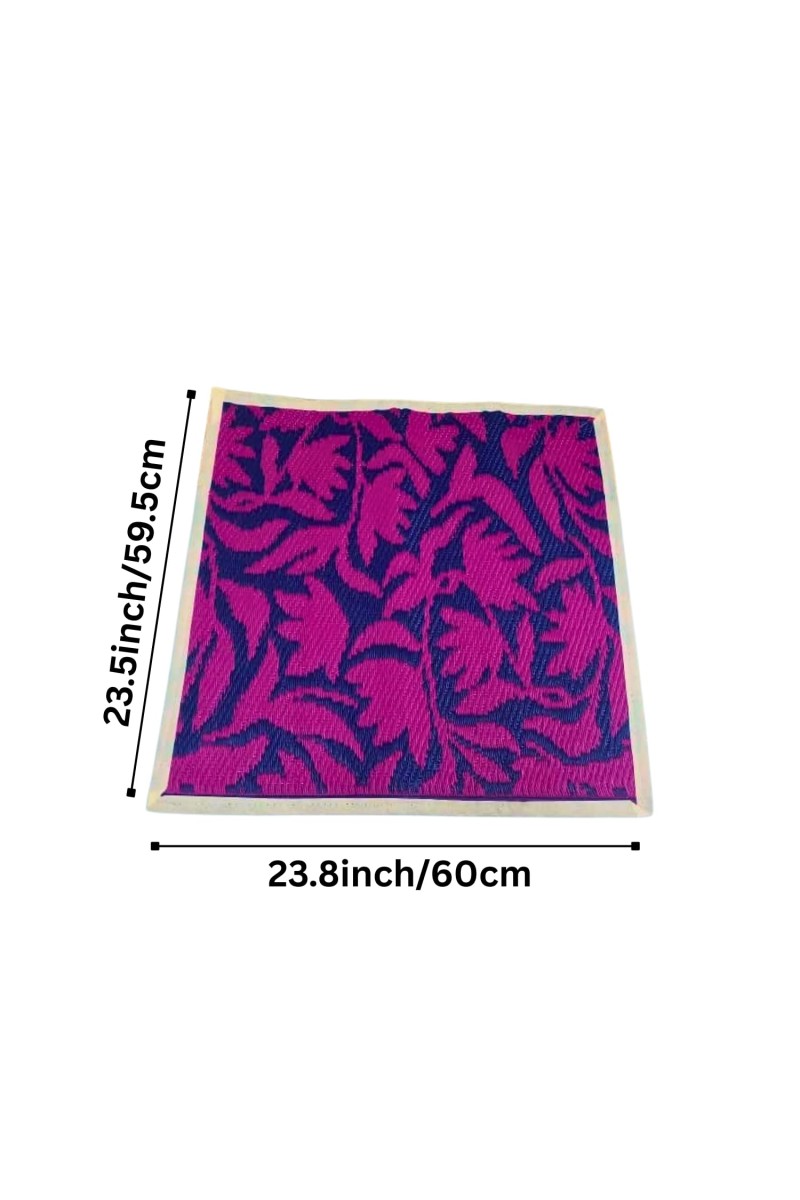 Decorative Aasan Mat for Pooja and Meditation | Traditional Floral Design Floor Mat | Reversible Puja Aasan for Temple, Home & Yoga (Pink & Blue)