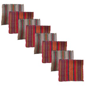Hitech Sales Handmade Cotton Jute Aasan Mat for Pooja – Traditional Indian Prayer Mats with Multicolor Stripes – Recycled Fabric Woven Floor Mats for Meditation, Temple, or Home Use (8)