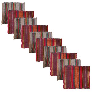 Hitech Sales Handmade Cotton Jute Aasan Mat for Pooja – Traditional Indian Prayer Mats with Multicolor Stripes – Recycled Fabric Woven Floor Mats for Meditation, Temple, or Home Use (10)