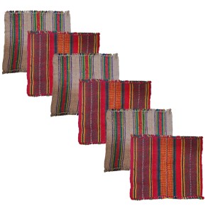 Hitech Sales Handmade Cotton Jute Aasan Mat for Pooja – Traditional Indian Prayer Mats with Multicolor Stripes – Recycled Fabric Woven Floor Mats for Meditation, Temple, or Home Use (6)