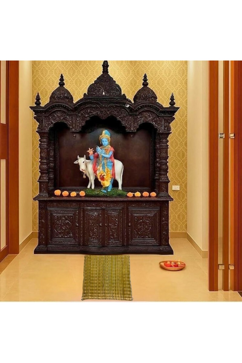 Handmade Grass Aasan Carpet Combo Set of 2 | Traditional Puja & Meditation Mat | Eco-Friendly Foldable Reed Chatai for Prayer, Yoga & Sitting | Durable Floor Mat