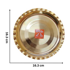 Small Brass Puja Thali/Bhog Thali for Mandir with Beautiful Design for Home & Temple Decoration & Gifting (16)