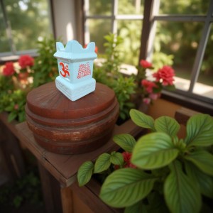 HI TECH Sales Tulsi Ceramic Mandir | Traditional Tulsi Plant Pot with Om & Swastik Symbols | Sacred Hindu Planter for Home & Temple Use(White)