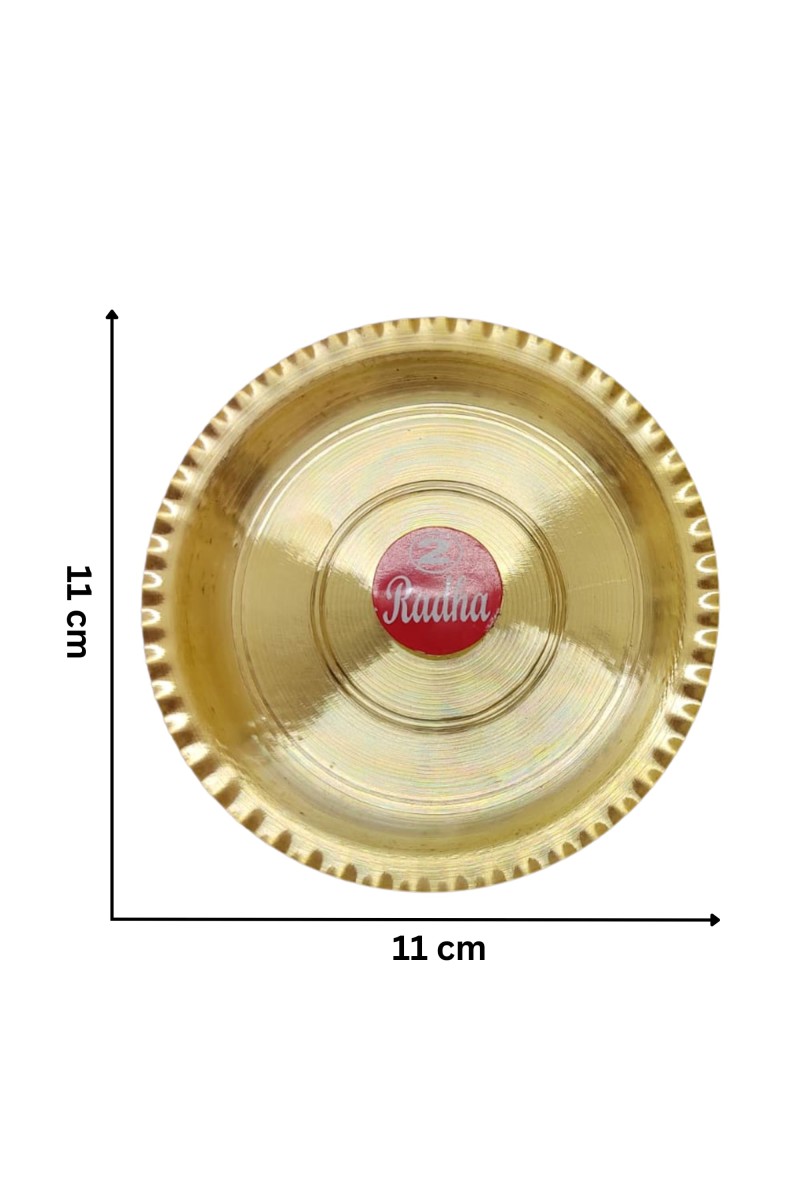 Small Brass Puja Thali/Bhog Thali for Mandir with Beautiful Design for Home & Temple Decoration & Gifting (11 cm)
