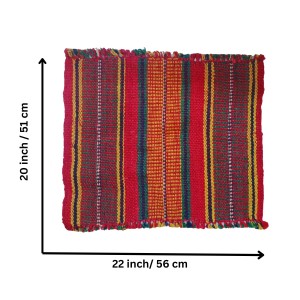 Hitech Sales Handmade Cotton Jute Aasan Mat for Pooja – Traditional Indian Prayer Mats with Multicolor Stripes – Recycled Fabric Woven Floor Mats for Meditation, Temple, or Home Use (4)