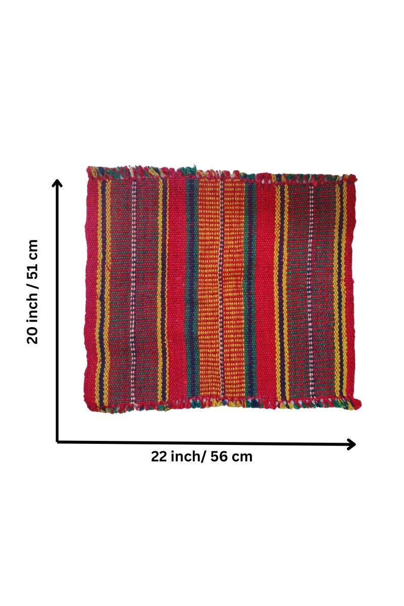 Hitech Sales Handmade Cotton Jute Aasan Mat for Pooja – Traditional Indian Prayer Mats with Multicolor Stripes – Recycled Fabric Woven Floor Mats for Meditation, Temple, or Home Use (8)