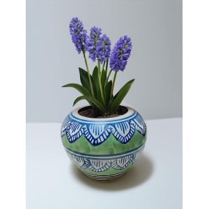 HI TECH Sales Hand-Painted Ceramic Flower Pot Decorative Tabletop Planter for Home & Office | Ethnic Pot Design | Ready-to-Display Indoor Plant Decor