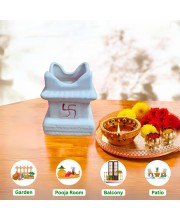 HI TECH Sales Sacred Tulsi Plant in White Ceramic Tulsi Vrindavan Pot with Swastik Symbol – Ideal for Home Mandir, Pooja Decor & Gifting