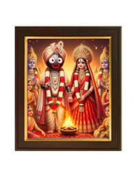 Hitech Sales |Traditional Indian Wedding Photo Frame with Divine Deities - Elegant Wooden Frame - Framed Wall Art for Home Decoration And Gifting Size: 10x12 inch.