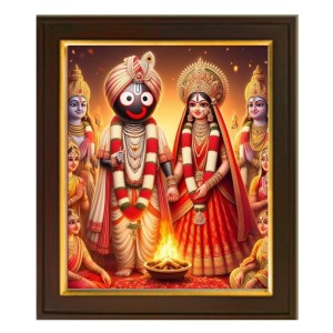 Hitech Sales |Traditional Indian Wedding Photo Frame with Divine Deities - Elegant Wooden Frame - Framed Wall Art for Home Decoration And Gifting Size: 10x12 inch.