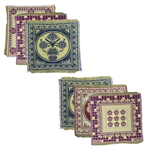 Hitech Sales Pure Cotton Puja Aasan Set Designer Prayer Mats for Puja, Meditation or Sitting on Floor & Multipurpose Use - Size 20 x 20 inch (Multicolor) (6)