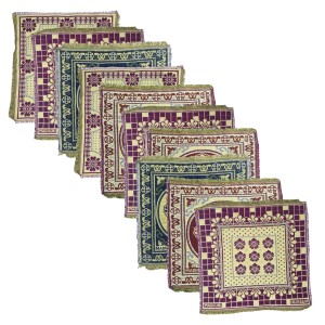 Hitech Sales Pure Cotton Puja Aasan Set Designer Prayer Mats for Puja, Meditation or Sitting on Floor & Multipurpose Use - Size 20 x 20 inch (Multicolor) (10)