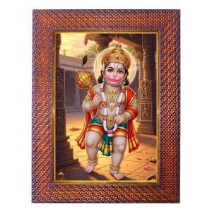 Lord Hanuman Photo Frame 13X17 Inch Religious Wall & Table Decor Frame | Lord Hanuman Spiritual Photo Frame For Home, Temple & Office | Decorative Hindu God & Goddess Frame (Pack Of 1) (F18091)