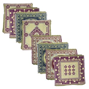Hitech Sales Pure Cotton Puja Aasan Set Designer Prayer Mats for Puja, Meditation or Sitting on Floor & Multipurpose Use - Size 20 x 20 inch (Multicolor) (8)