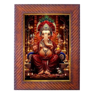 Lord Ganesha Photo Frame 17X21 Inch Religious Wall & Table Decor Frame | Lord Ganesha Spiritual Photo Frame For Home, Temple & Office | Decorative Hindu God & Goddess Frame (Pack Of 1) (F18073)