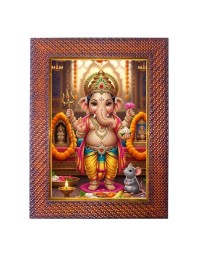 Lord Ganesha Photo Frame 13X17 Inch Religious Wall & Table Decor Frame | Lord Ganesha Spiritual Photo Frame For Home, Temple & Office | Decorative Hindu God & Goddess Frame (Pack Of 1) (F18080)