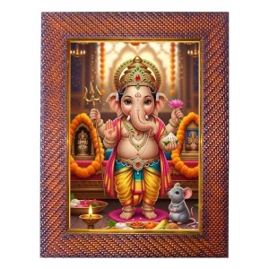 Lord Ganesha Photo Frame 13X17 Inch Religious Wall & Table Decor Frame | Lord Ganesha Spiritual Photo Frame For Home, Temple & Office | Decorative Hindu God & Goddess Frame (Pack Of 1) (F18080)