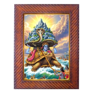 Lord Krishna Photo Frame 19X23 Inch Religious Wall & Table Decor Frame | Lord Krishna Spiritual Photo Frame For Home, Temple & Office | Decorative Hindu God & Goddess Frame (Pack Of 1) (F18158)