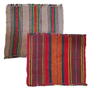 Hitech Sales Handmade Cotton Jute Aasan Mat for Pooja – Traditional Indian Prayer Mats with Multicolor Stripes – Recycled Fabric Woven Floor Mats for Meditation, Temple, or Home Use (2)