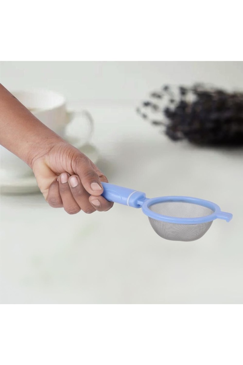 Plastic and Steel Tea Strainer, Plastic and Steel, 1 8.5 cm Length, 8 cm Dia. (Pack of 1)
