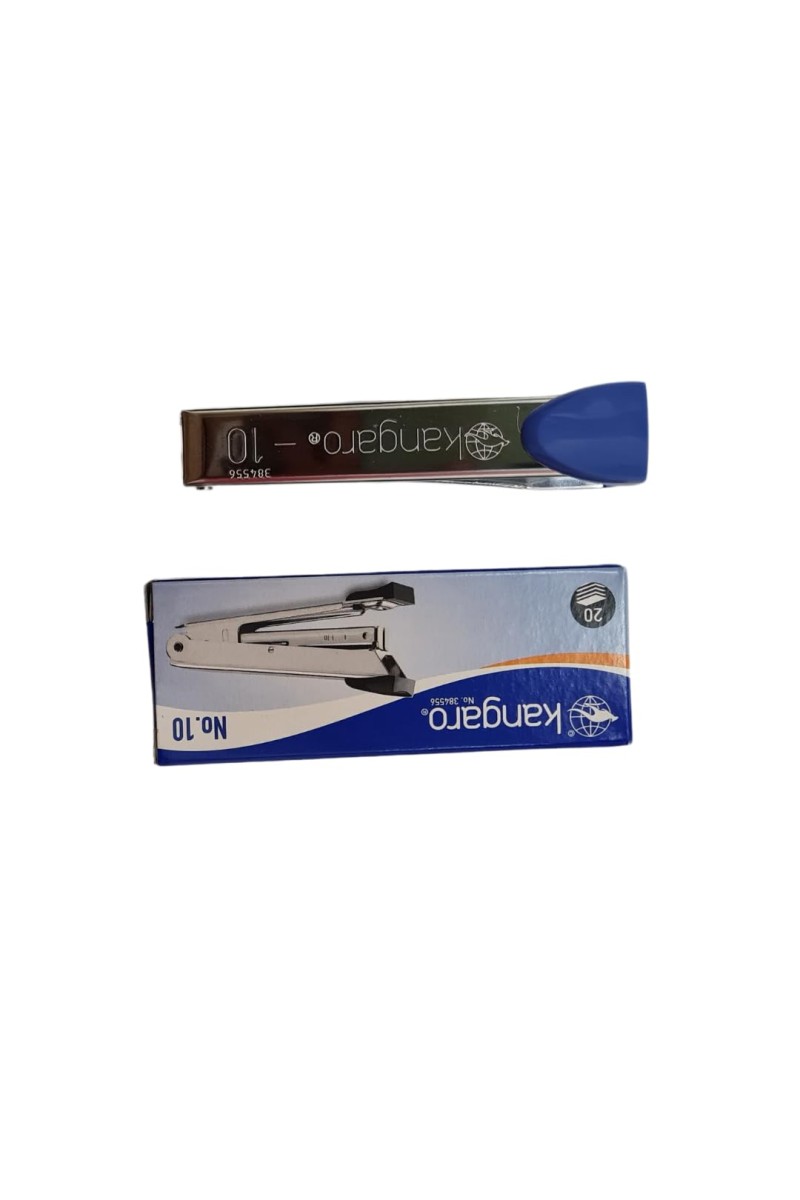 Kangaro No. 10 Round Edge Stapler with 1 Box Staples | Standard Stapler with Quick Loading Mechanism | Sturdy & Durable for Long Time Use | Color May Vary