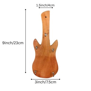 Guitar-Shaped Wooden Wall Hook Rack – Rustic Decorative Key Holder with 5 Metal Hooks – Home Décor for Bedroom.