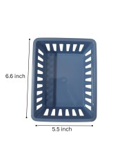 Basic Square Mini Bin Storage Trays, Small Organizing Bins, Plastic Storage Containers, Stackable Storage Bins, Home Office Organization, Multi-Purpose Storage Trays 3PK (Blue)