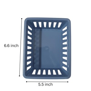 Basic Square Mini Bin Storage Trays, Small Organizing Bins, Plastic Storage Containers, Stackable Storage Bins, Home Office Organization, Multi-Purpose Storage Trays 3PK (Blue)