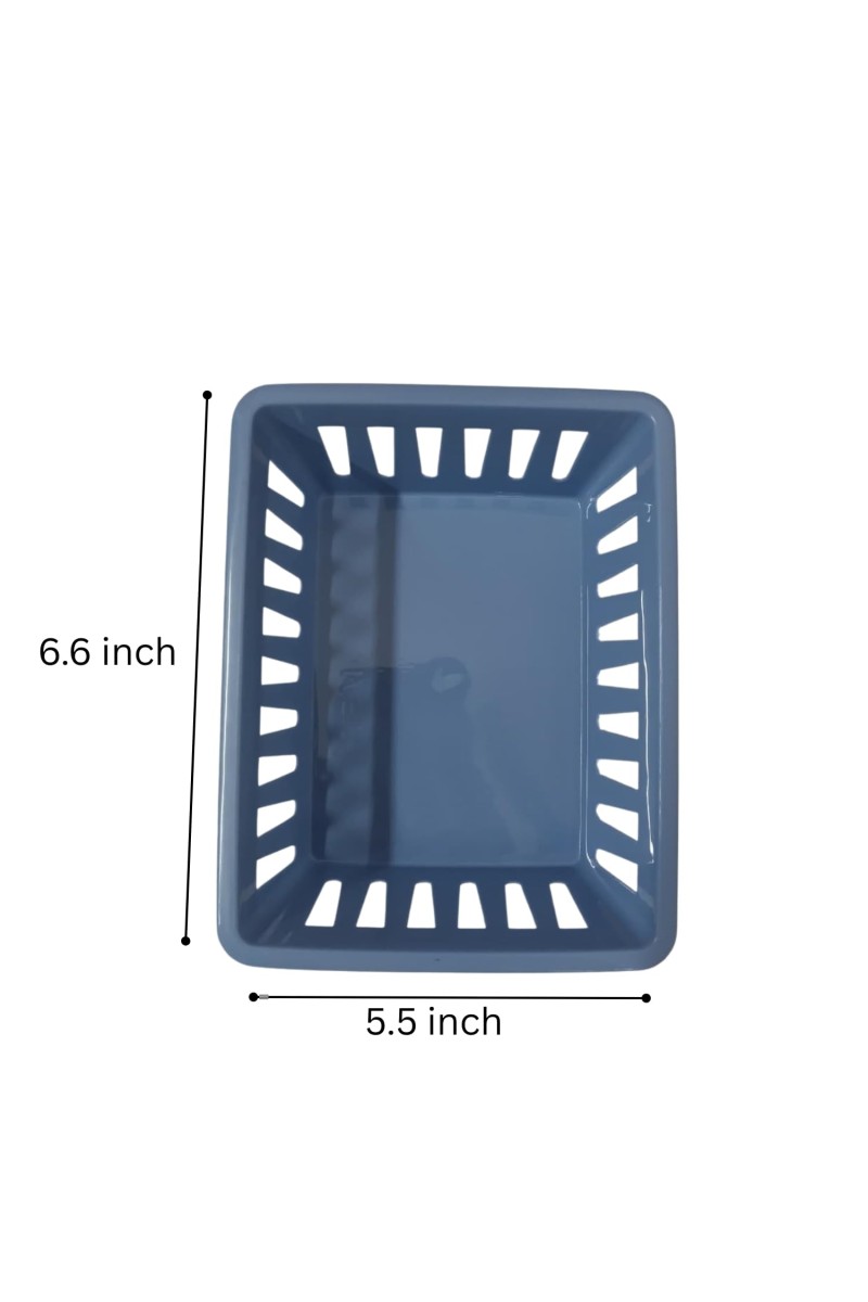 Basic Square Mini Bin Storage Trays, Small Organizing Bins, Plastic Storage Containers, Stackable Storage Bins, Home Office Organization, Multi-Purpose Storage Trays 3PK (Blue)