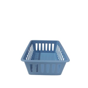 Basic Square Mini Bin Storage Trays, Small Organizing Bins, Plastic Storage Containers, Stackable Storage Bins, Home Office Organization, Multi-Purpose Storage Trays 3PK (Blue)