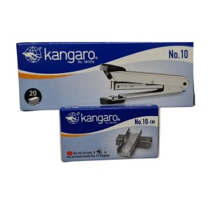 Kangaro No. 10 Round Edge Stapler with 1 Box Staples | Standard Stapler with Quick Loading Mechanism | Sturdy & Durable for Long Time Use | Color May Vary