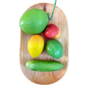 Rectangular Oval Wood Tray - Wooden Trays Tea Serving Tray 14.5X 8.5 Inch Kitchen Table Plate Snack Fruit Decorative Trays for Restaurant Hotel Coffee Shop Home