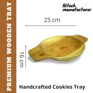 Snack Tray, Premium Handcrafted Wooden Snacks Tray – 25x16 cm – Rustic Acacia Wood Serving Platter by Hitech Manufacturer