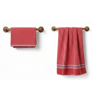 Cotton Gamcha Traditional for Everyone – Traditional Red Striped Towel | Soft, Absorbent & Quick Dry Bath Towel Checkered Design
