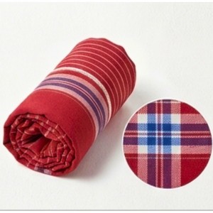 Cotton Gamcha Traditional for Everyone – Traditional Red Striped Towel | Soft, Absorbent & Quick Dry Bath Towel Checkered Design
