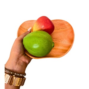Wood Handcrafted Mango and Shape Serving Tray/Plate Rustic Decorative Tableware Organizer Decorative Wooden Fruit Dish Rustic Decor Pack of 1