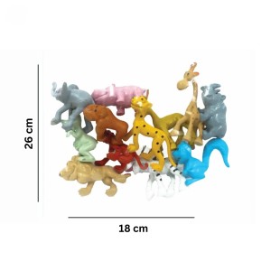 HI TECH Sales Mini Jungle Animal Toys Set – 12 Pcs Colorful Plastic Animal Figures for Kids – Educational Toy Set for Learning, Playtime, Cake Toppers, Party Favors & DIY Crafts