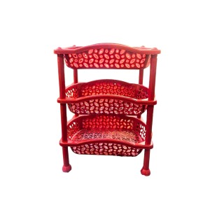 3 Layer Multi-Purpose Home Kitchen Office Storage Plastic Basket Rack Organizer Vegetables Fruits or Files Home & kitchen racks and shelves for storage (Red)