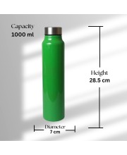Stainless Steel Water Bottle 1000 ml | Leak-Proof & Durable | BPA-Free, Rust-Resistant, and Reusable for Travel, Gym, and Outdoor Use | Ideal for School, Sports, Office, and Hiking (Green)