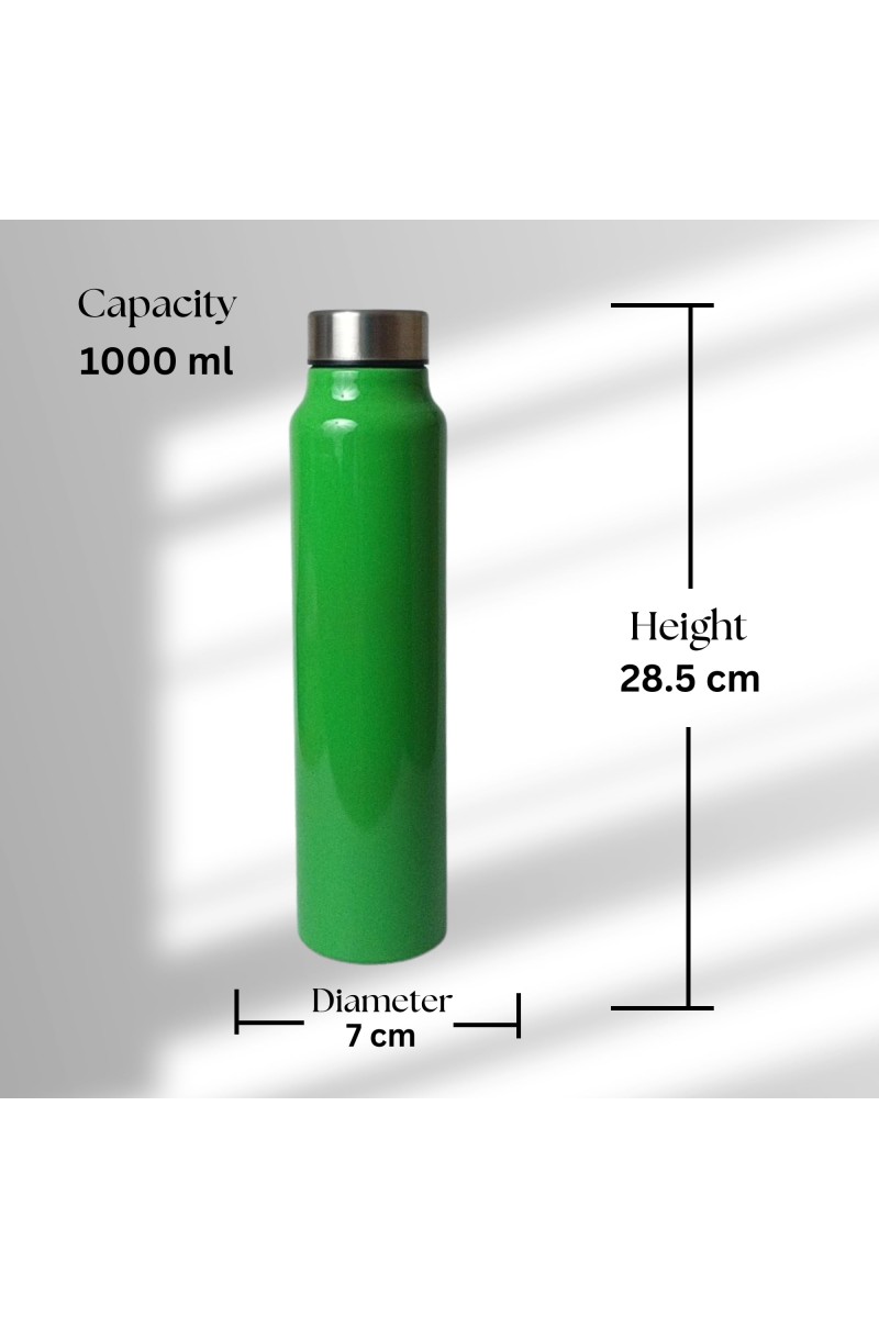 Stainless Steel Water Bottle 1000 ml | Leak-Proof & Durable | BPA-Free, Rust-Resistant, and Reusable for Travel, Gym, and Outdoor Use | Ideal for School, Sports, Office, and Hiking (Green)