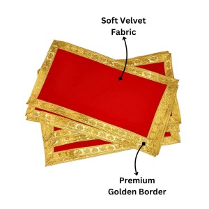Velvet Pooja Cloth | Bhakti Lehar, Plain Altar Cloth for God Idols, Home Mandir, Temple and Pooja Ghar (13X7)